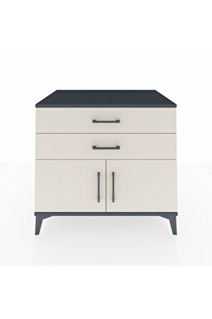 Kronos Şifonyer Tek Raflı 2 Çekmeceli 2 Kapaklı 88x59x80 Antrasit-Aytaşı