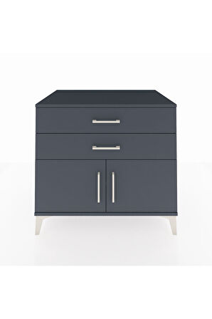 Kronos Şifonyer Tek Raflı 2 Çekmeceli 2 Kapaklı 88x59x80 Antrasit-Antrasit