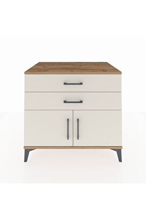 Kronos Şifonyer Tek Raflı 2 Çekmeceli 2 Kapaklı 88x59x80 Çam-Aytaşı