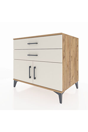 Kronos Şifonyer Tek Raflı 2 Çekmeceli 2 Kapaklı 88x59x80 Çam-Aytaşı