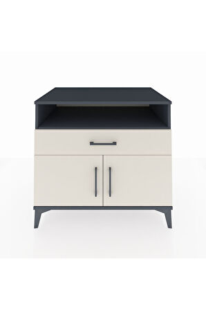 Kronos Şifonyer 2 Raflı Tek Çekmeceli 2 Kapaklı 88x59x80 Antrasit-Aytaşı