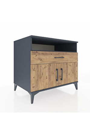 Kronos Şifonyer 2 Raflı Tek Çekmeceli 2 Kapaklı 88x59x80 Antrasit-Çam