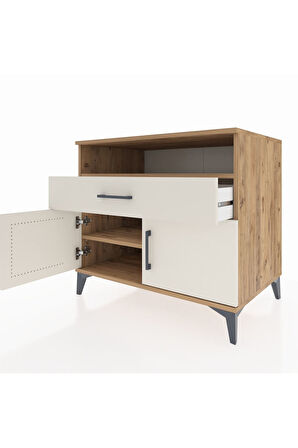 Kronos Şifonyer 2 Raflı Tek Çekmeceli 2 Kapaklı 88x59x80 Çam-Aytaşı