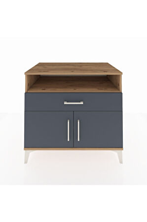 Kronos Şifonyer 2 Raflı Tek Çekmeceli 2 Kapaklı 88x59x80 Çam-Antrasit