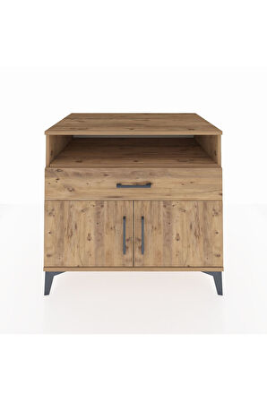 Kronos Şifonyer 2 Raflı Tek Çekmeceli 2 Kapaklı 88x59x80 Çam-Çam