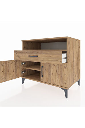 Kronos Şifonyer 2 Raflı Tek Çekmeceli 2 Kapaklı 88x59x80 Çam-Çam