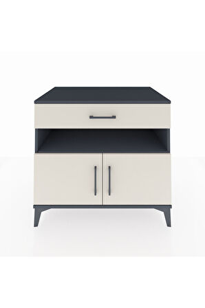 Kronos Şifonyer 2 Raflı Tek Çekmeceli 2 Kapaklı 88x59x80 Antrasit-Aytaşı