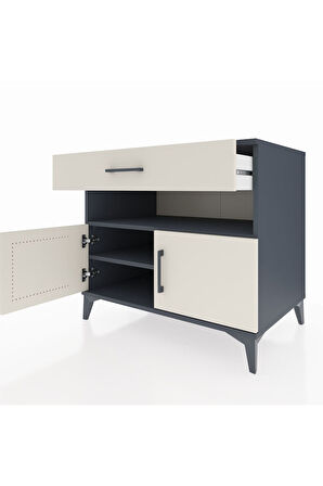 Kronos Şifonyer 2 Raflı Tek Çekmeceli 2 Kapaklı 88x59x80 Antrasit-Aytaşı