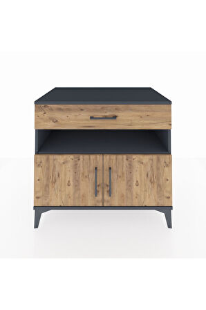 Kronos Şifonyer 2 Raflı Tek Çekmeceli 2 Kapaklı 88x59x80 Antrasit-Çam