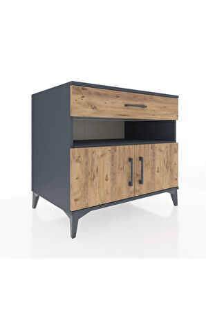 Kronos Şifonyer 2 Raflı Tek Çekmeceli 2 Kapaklı 88x59x80 Antrasit-Çam