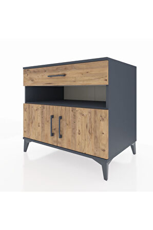 Kronos Şifonyer 2 Raflı Tek Çekmeceli 2 Kapaklı 88x59x80 Antrasit-Çam