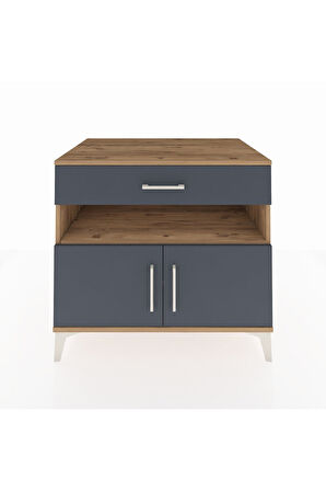 Kronos Şifonyer 2 Raflı Tek Çekmeceli 2 Kapaklı 88x59x80 Çam-Antrasit