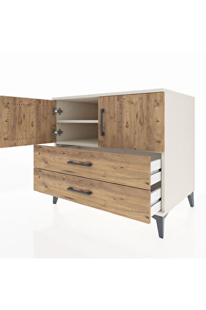 Kronos Şifonyer 2 Raflı 2 Çekmeceli 2 Kapaklı 88x59x80 Aytaşı-Çam