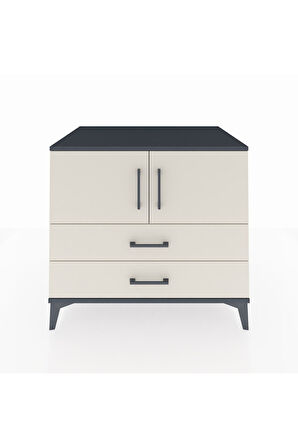 Kronos Şifonyer 2 Raflı 2 Çekmeceli 2 Kapaklı 88x59x80 Antrasit-Aytaşı