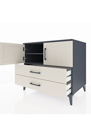 Kronos Şifonyer 2 Raflı 2 Çekmeceli 2 Kapaklı 88x59x80 Antrasit-Aytaşı