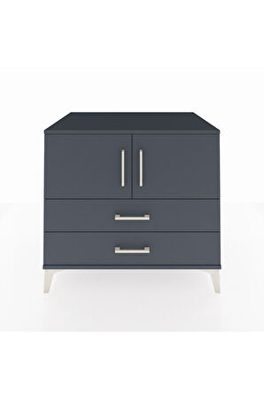 Kronos Şifonyer 2 Raflı 2 Çekmeceli 2 Kapaklı 88x59x80 Antrasit-Antrasit