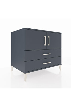 Kronos Şifonyer 2 Raflı 2 Çekmeceli 2 Kapaklı 88x59x80 Antrasit-Antrasit