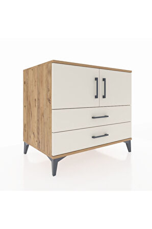 Kronos Şifonyer 2 Raflı 2 Çekmeceli 2 Kapaklı 88x59x80 Çam-Aytaşı