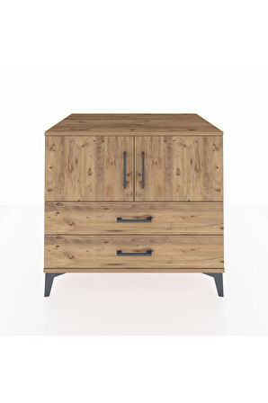 Kronos Şifonyer 2 Raflı 2 Çekmeceli 2 Kapaklı 88x59x80 Çam-Çam