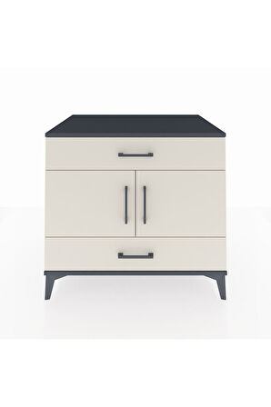 Kronos Şifonyer 2 Raflı 2 Çekmeceli 2 Kapaklı 88x59x80 Antrasit-Aytaşı