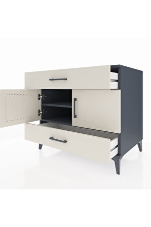 Kronos Şifonyer 2 Raflı 2 Çekmeceli 2 Kapaklı 88x59x80 Antrasit-Aytaşı