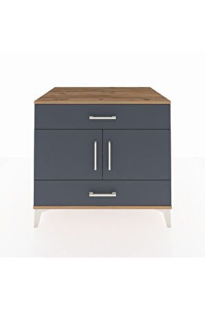 Kronos Şifonyer 2 Raflı 2 Çekmeceli 2 Kapaklı 88x59x80 Çam-Antrasit