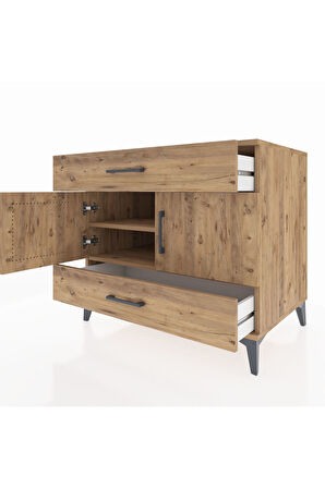 Kronos Şifonyer 2 Raflı 2 Çekmeceli 2 Kapaklı 88x59x80 Çam-Çam