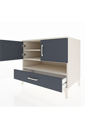 Kronos Şifonyer 3 Raflı Tek Çekmeceli 2 Kapaklı 88x59x80 Aytaşı-Antrasit