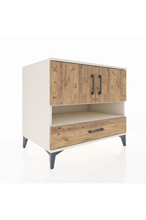 Kronos Şifonyer 3 Raflı Tek Çekmeceli 2 Kapaklı 88x59x80 Aytaşı-Çam