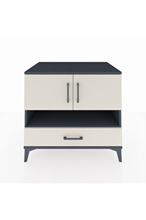 Kronos Şifonyer 3 Raflı Tek Çekmeceli 2 Kapaklı 88x59x80 Antrasit-Aytaşı