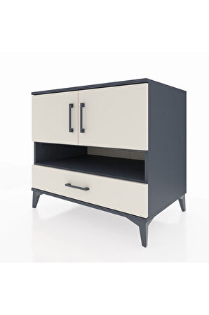 Kronos Şifonyer 3 Raflı Tek Çekmeceli 2 Kapaklı 88x59x80 Antrasit-Aytaşı