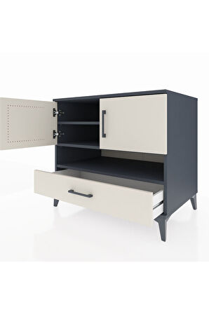 Kronos Şifonyer 3 Raflı Tek Çekmeceli 2 Kapaklı 88x59x80 Antrasit-Aytaşı