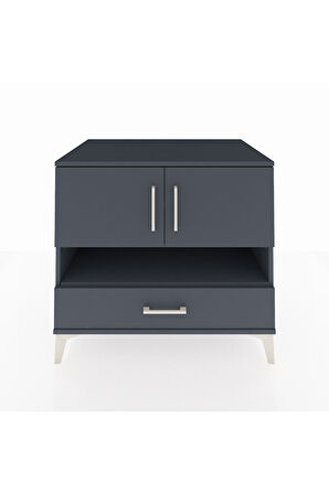 Kronos Şifonyer 3 Raflı Tek Çekmeceli 2 Kapaklı 88x59x80 Antrasit-Antrasit