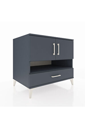 Kronos Şifonyer 3 Raflı Tek Çekmeceli 2 Kapaklı 88x59x80 Antrasit-Antrasit