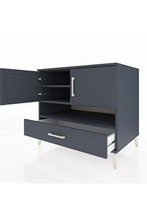 Kronos Şifonyer 3 Raflı Tek Çekmeceli 2 Kapaklı 88x59x80 Antrasit-Antrasit