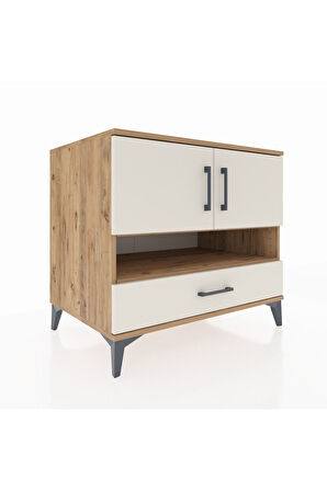 Kronos Şifonyer 3 Raflı Tek Çekmeceli 2 Kapaklı 88x59x80 Çam-Aytaşı