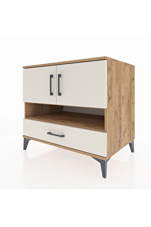 Kronos Şifonyer 3 Raflı Tek Çekmeceli 2 Kapaklı 88x59x80 Çam-Aytaşı