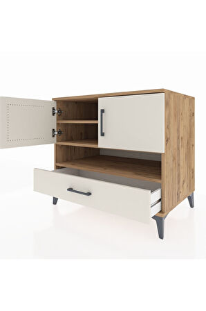 Kronos Şifonyer 3 Raflı Tek Çekmeceli 2 Kapaklı 88x59x80 Çam-Aytaşı