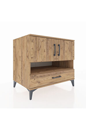 Kronos Şifonyer 3 Raflı Tek Çekmeceli 2 Kapaklı 88x59x80 Çam-Çam