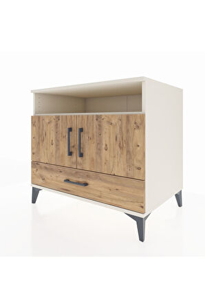 Kronos Şifonyer 3 Raflı Tek Çekmeceli 2 Kapaklı 88x59x80 Aytaşı-Çam