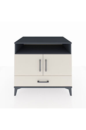 Kronos Şifonyer 3 Raflı Tek Çekmeceli 2 Kapaklı 88x59x80 Antrasit-Aytaşı