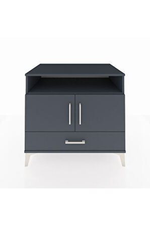 Kronos Şifonyer 3 Raflı Tek Çekmeceli 2 Kapaklı 88x59x80 Antrasit-Antrasit