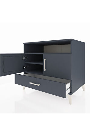 Kronos Şifonyer 3 Raflı Tek Çekmeceli 2 Kapaklı 88x59x80 Antrasit-Antrasit