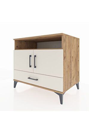 Kronos Şifonyer 3 Raflı Tek Çekmeceli 2 Kapaklı 88x59x80 Çam-Aytaşı