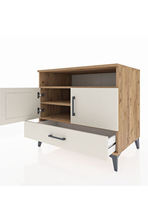 Kronos Şifonyer 3 Raflı Tek Çekmeceli 2 Kapaklı 88x59x80 Çam-Aytaşı