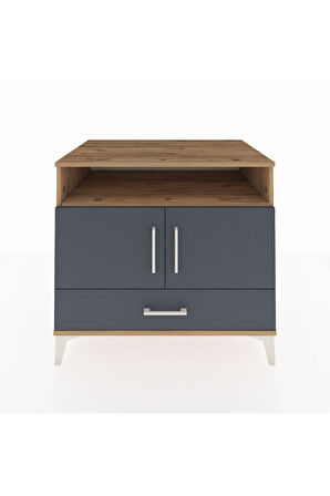 Kronos Şifonyer 3 Raflı Tek Çekmeceli 2 Kapaklı 88x59x80 Çam-Antrasit