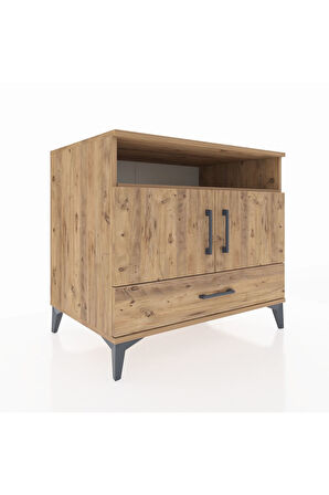 Kronos Şifonyer 3 Raflı Tek Çekmeceli 2 Kapaklı 88x59x80 Çam-Çam