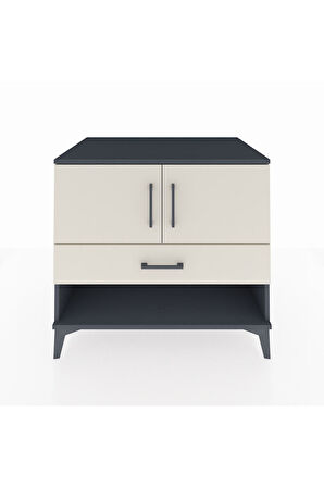 Kronos Şifonyer 2 Raflı Tek Çekmeceli 2 Kapaklı 88x59x80 Antrasit-Aytaşı