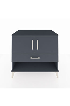 Kronos Şifonyer 2 Raflı Tek Çekmeceli 2 Kapaklı 88x59x80 Antrasit-Antrasit