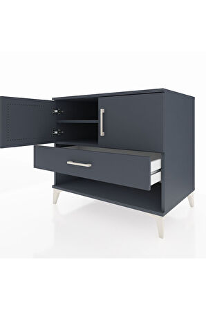 Kronos Şifonyer 2 Raflı Tek Çekmeceli 2 Kapaklı 88x59x80 Antrasit-Antrasit